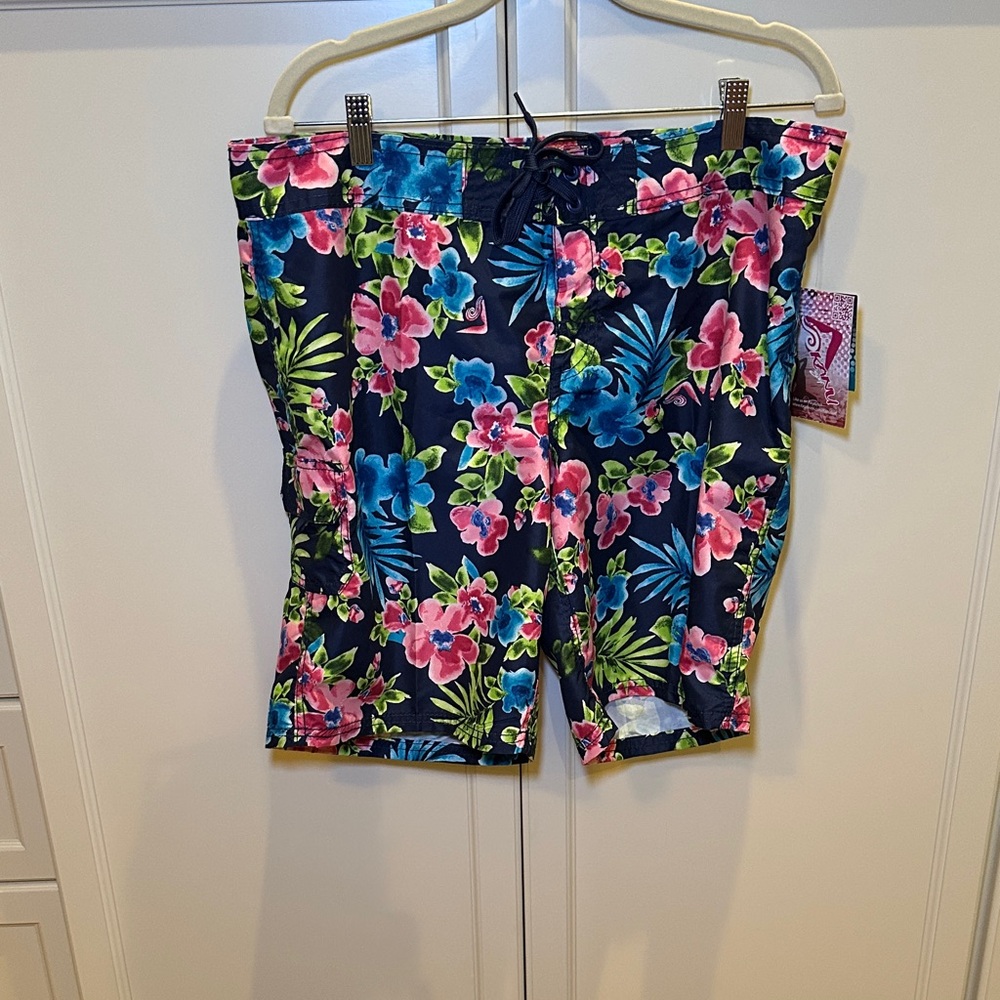 Sz 14 Kanu Surf Floral Swim Coverup - Pink and Blue